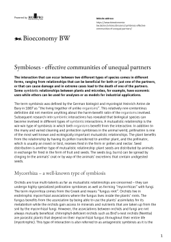 Symbioses - effective communities of unequal partners