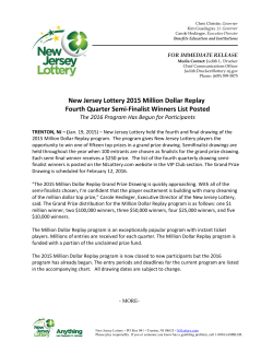 New Jersey Lottery 2015 Million Dollar Replay Fourth