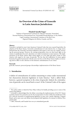 An Overview of the Crime of Genocide in Latin American Jurisdictions