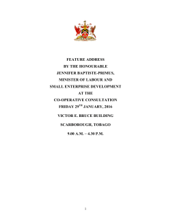 FEATURE ADDRESS BY THE HONOURABLE JENNIFER