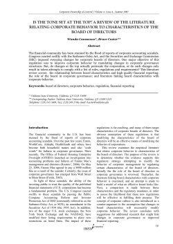 is the tone set at the top? a review of the literature relating corporate