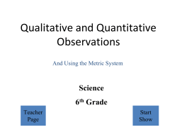 Quantitative and Qualitative Observations