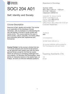SOCI 204 A01 - University of Victoria