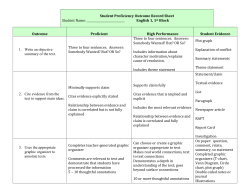 English I and II Outcome Rubrics