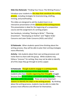 Slide One Rationale: &ldquo;Finding Your Focus: The Writing Process