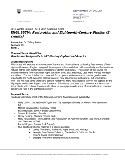 ENGL 357M: Restoration and Eighteenth