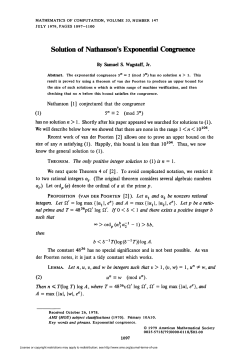 Solution of Nathanson`s Exponential Congruence