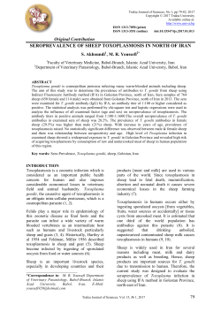 seroprevalence of sheep toxoplasmosis in north of iran
