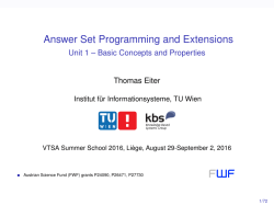 Answer Set Programming and Extensions - Unit 1 &ndash; Basic
