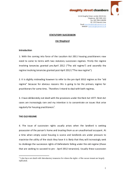Statutory Succession - Doughty Street Chambers