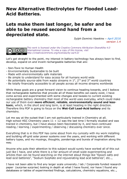 New Alternative Electrolytes for Flooded Lead
