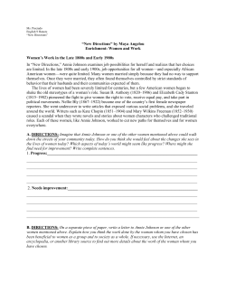 &ldquo;New Directions&rdquo; by Maya Angelou Enrichment: Women and Work