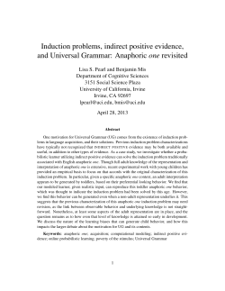 Induction problems, indirect positive evidence, and Universal