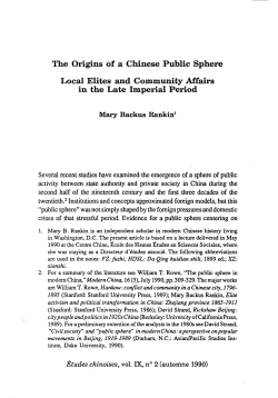 The Origins of a Chinese Public Sph&egrave;re Local Elites and Community