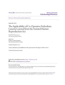 The Applicability of Co-Operative Federalism