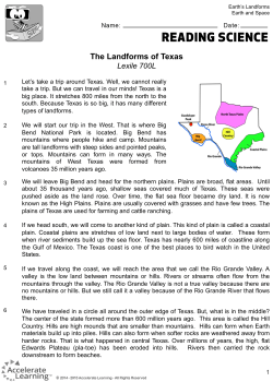 The Landforms of Texas Lexile 700L