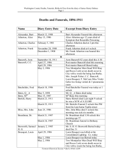 Deaths and Funerals, 1894-1911