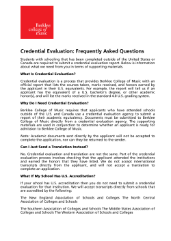 Credential Evaluation: Frequently Asked Questions