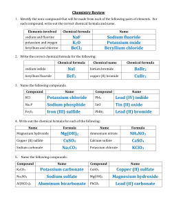 Chemistry Review Answer Key
