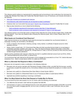 Borrower Contributions for Standard Short Sales and Standard