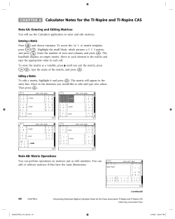 CHAPTER 6 Calculator Notes for the TI-Nspire and TI