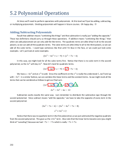 5.2 Polynomial Operations