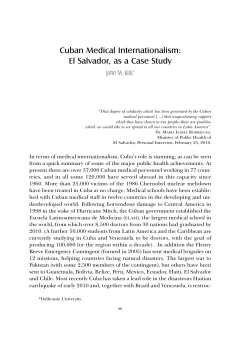 Cuban Medical Internationalism: El Salvador, as a Case Study