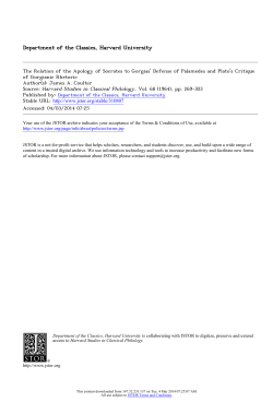 The Relation of the Apology of Socrates to Gorgias` Defense of