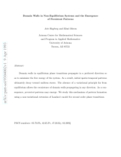Domain Walls in Non-Equilibrium Systems and the Emergence of