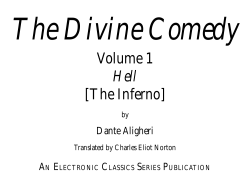 The Divine Comedy, Volume One, Hell [The Inferno] by Dante