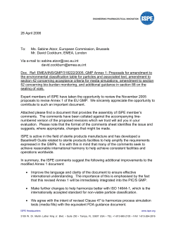 ISPE Comments to EU GMP Annex 1