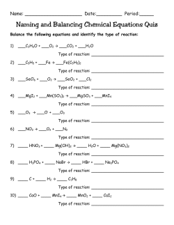 Naming and Balancing Chemical Equations Quiz