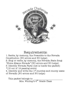 Nevada Challenge Packet - Mrs. Whitley`s Wondrous 4th Grade