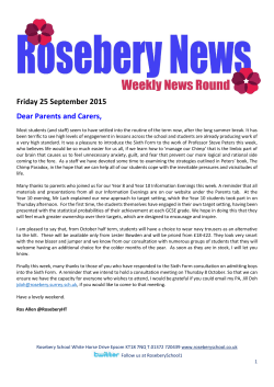 Friday 25 September 2015 Dear Parents and