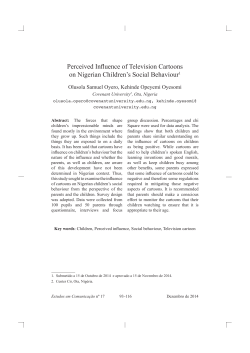 Perceived Influence of Television Cartoons on Nigerian Children`s