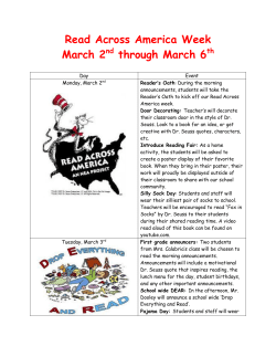 Read Across America Week March 2nd through March 6th
