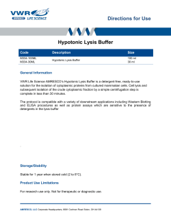 Directions for Use Hypotonic Lysis Buffer