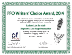PFO Writers` Choice Award, 2014