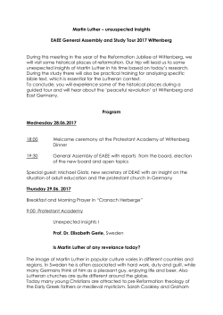 Martin Luther &ndash; unsuspected insights EAEE General Assembly and
