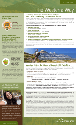 October 2016 - Westerra Credit Union
