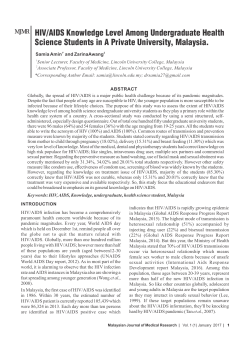 HIV/AIDS Knowledge Level Among Undergraduate Health Science