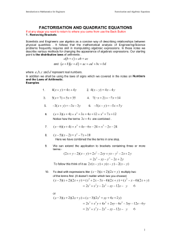 factorisation and algebraic equations