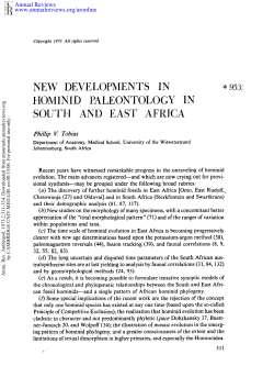 New Developments in Hominid Paleontology in South and East Africa