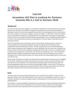 Jerusalem LEZ Project Brief