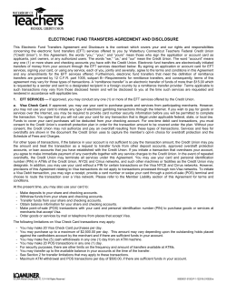 electronic fund transfers agreement and disclosure