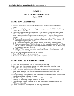 ARTICLE 23 RULES FOR CUB LAKE DOG PARK SECTION 2300