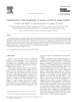 Quantification of the morphology of sucrose crystals by image analysis