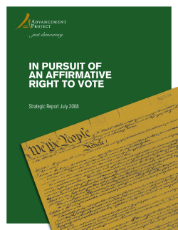 IN PURSUIT OF AN AFFIRMATIVE RIGHT TO VOTE