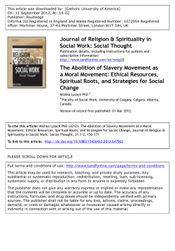 The Abolition of Slavery Movement as a Moral Movement: Ethical