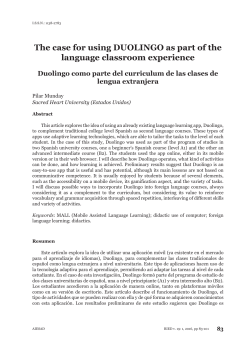 The case for using DUOLINGO as part of the language classroom